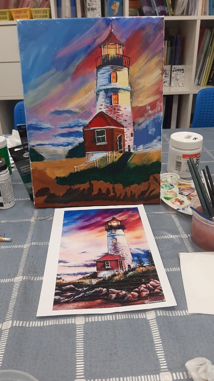 картина с маяком