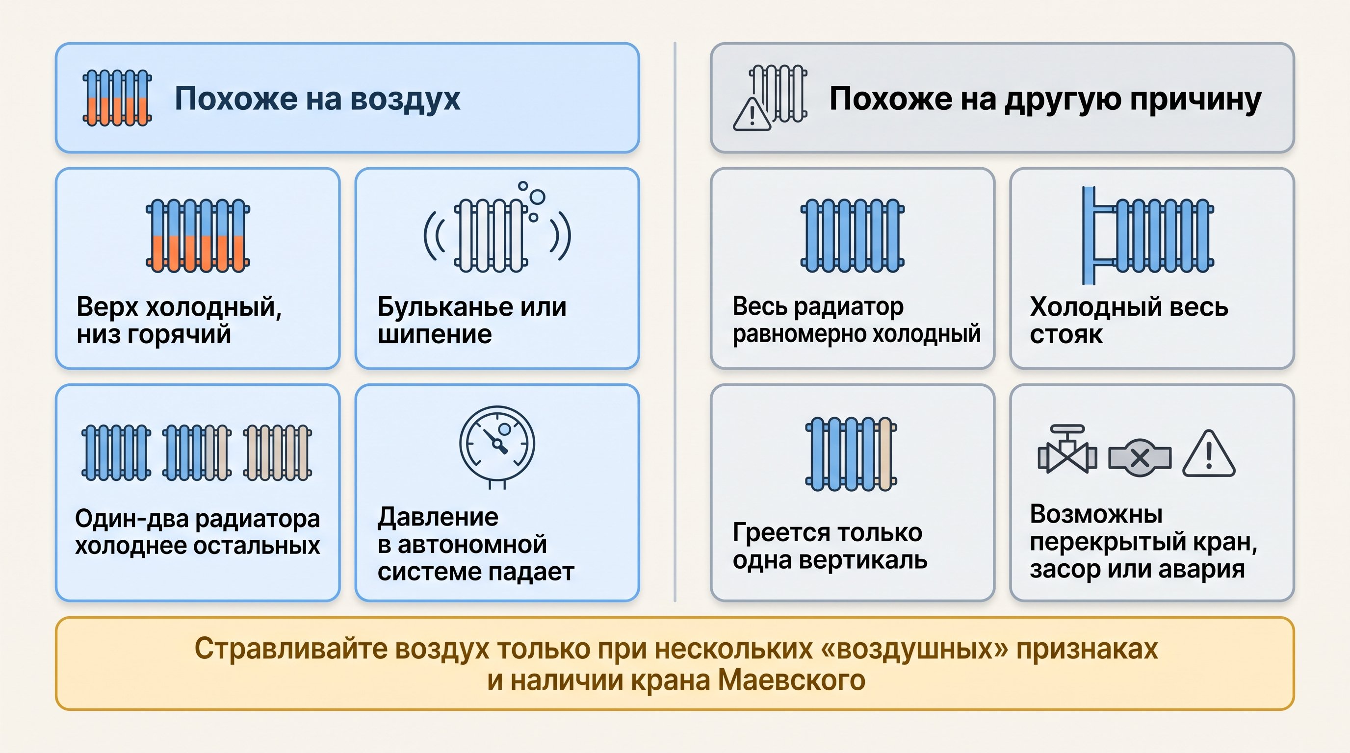 Современный радиатор отопления в квартире показан в разрезе условно-визуально: нижняя часть батареи окрашена теплым красно-оранжевым свечением, верхняя остается холодной с