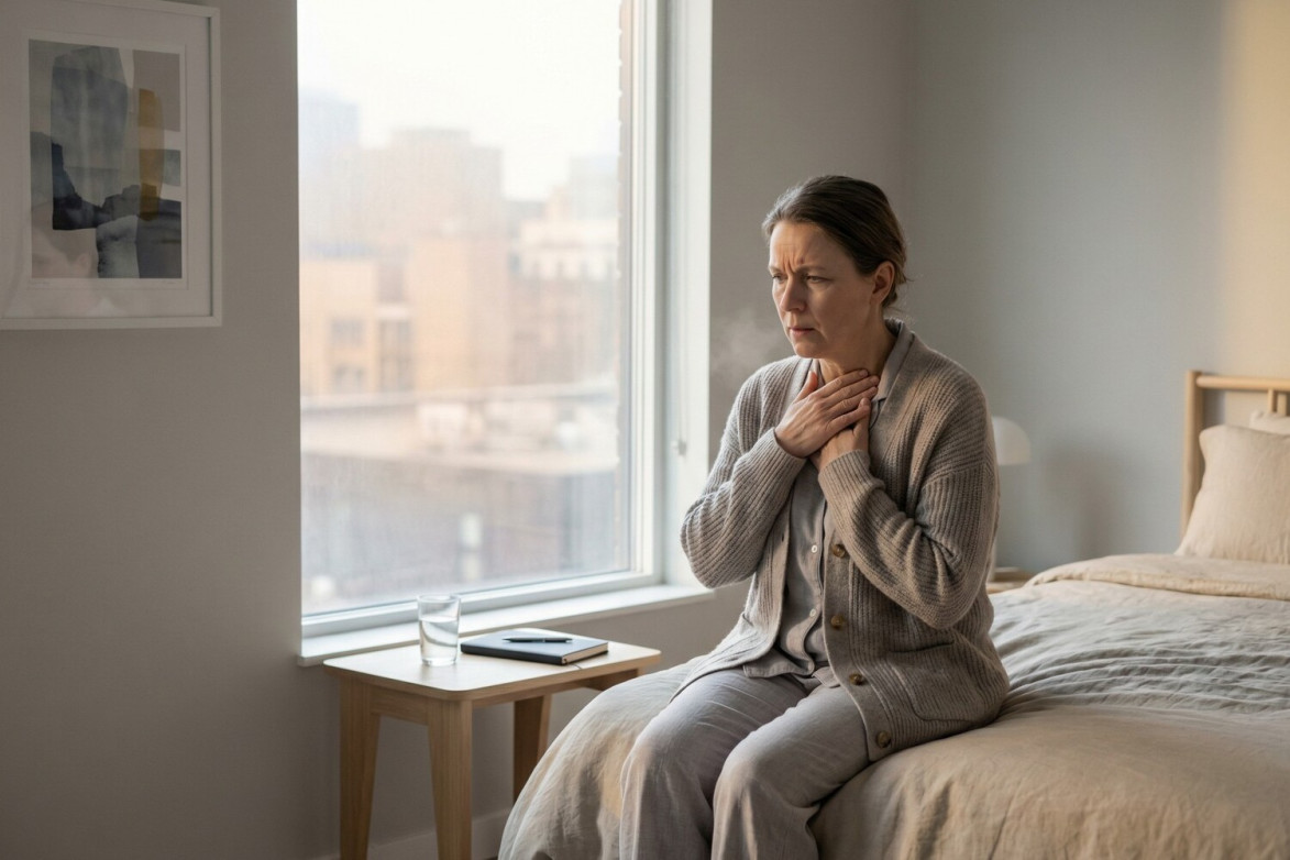 Женщина средних лет в тревоге