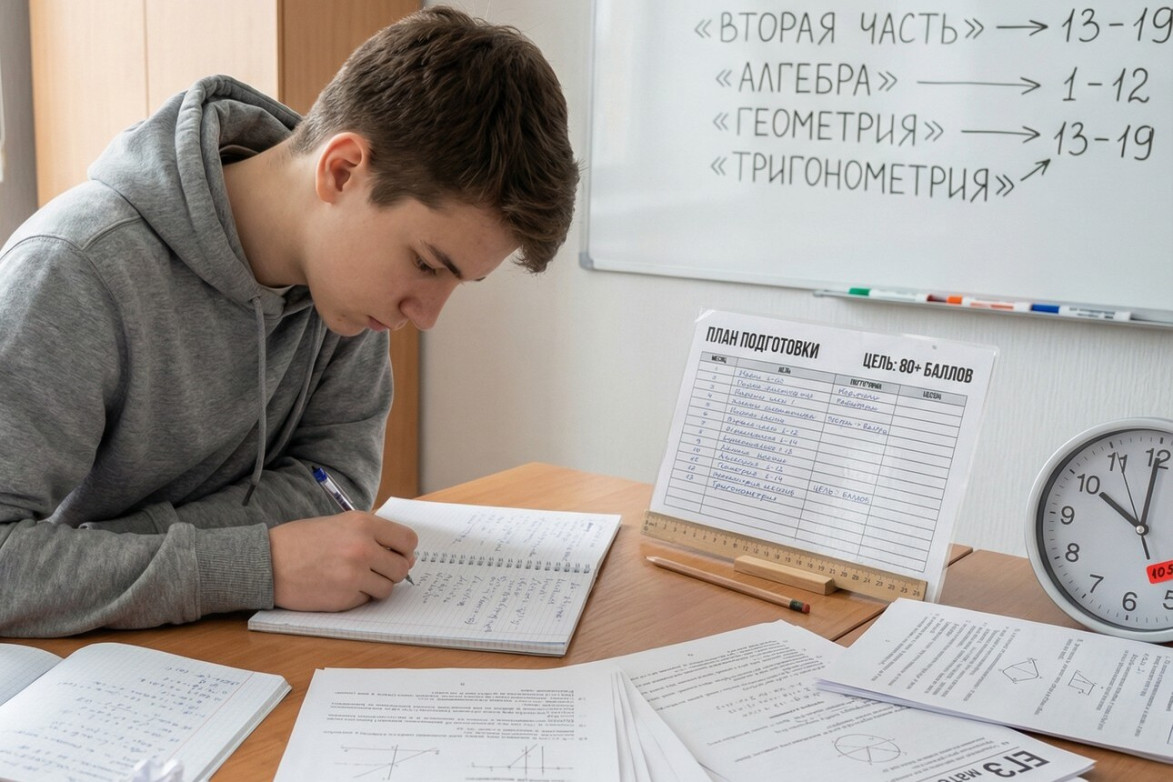 Школьник готовится к ЕГЭ (решает примеры)