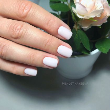 Маникюр, выравнивание, покрытие под кутикулу, матовый топ