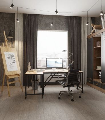 Дизайн и Визуализация офиса, рабочее место для архитектора