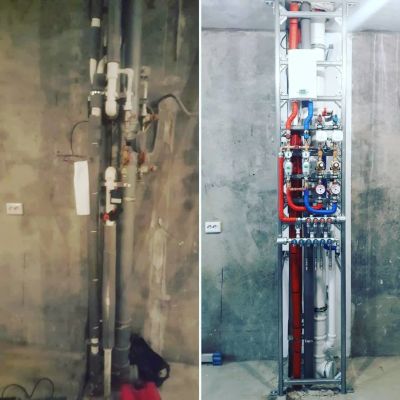 Скромный узел ввода ХВС и ГВС в уютных апартаментах. По времени 2 дня.