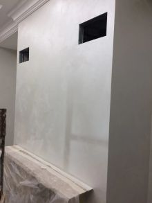 Частный дом, Ивановское, декоративная краска с песком, фактура "Перламутровые вихри"