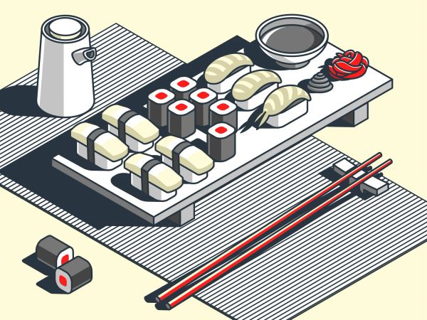 Иллюстрация "Sushi set". Изометрия.