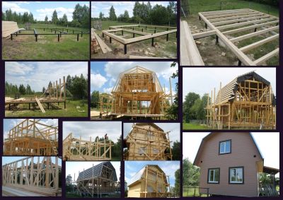 Строительство дачного дома, утепленный каркас 60 кв.м