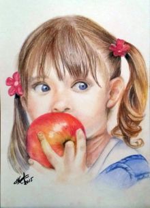 Портрет девочки, цветные карандаши, 30х40см.