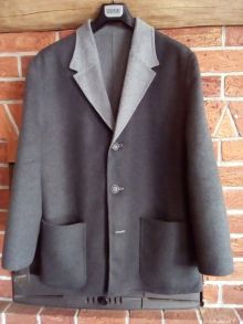 мужская куртка из двухсторонней шерстяной ткани, петли выполнены вручную