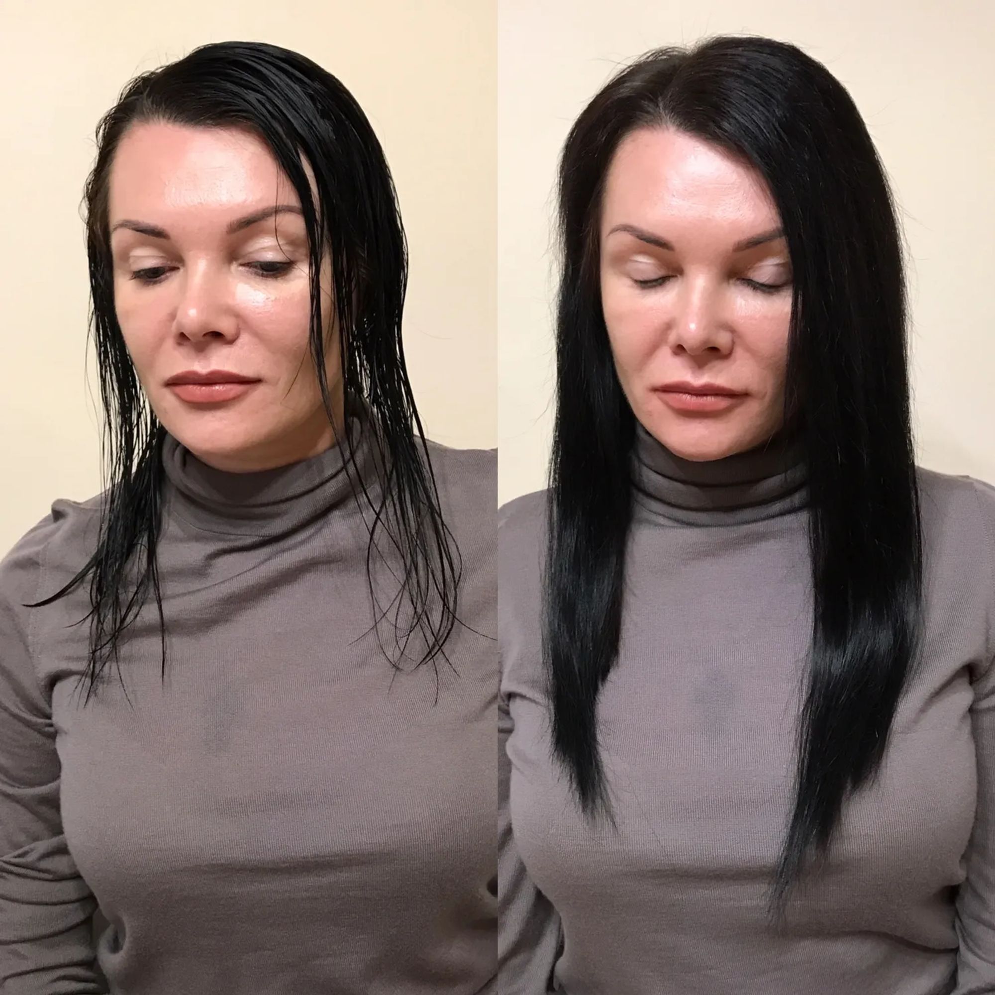 Загущение волос до и после