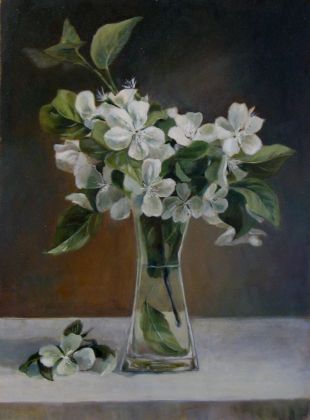 Цветы яблони, масло,30х40