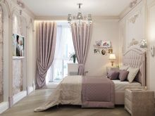 Дизайн-проект 3-х комнатной квартиры в классическом стиле в ЖК Forest. Спальня для молодой девушки.