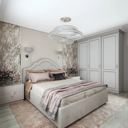 Спальня в двухкомнатной квартире в стиле современной классики г. Москва