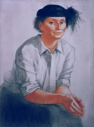 Женский портрет. Бумага, уголь, сангина