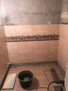 Ремонт ванной комнаты (выравнивание стен, стяжка пола, укладка плитки)