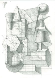 Архитектурная композиция. Рисунок по представлению абитуриента для экзамена в МАРХИ (из личного архива)