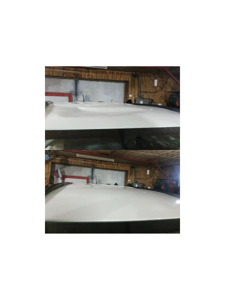 Ремонт вмятин без покраски с сохранением заводского ЛКП на крыше Мицубиси-Оутлендер от упавшего снега