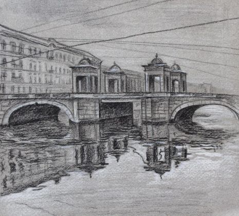 Картина Санкт-Петербург, материал бумага, черный карандаш, формат А4