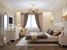 Дизайн-проект 3-х комнатной квартиры в классическом стиле в ЖК Forest. Спальня Master bedroom.
