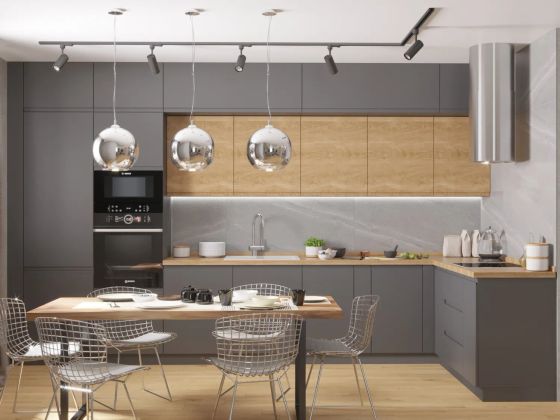 Дизайн-проект кухни-гостиной в двухкомнатной квартире в ЖК Элегант