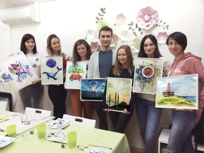 Ученики на мастер-классе по акварели 