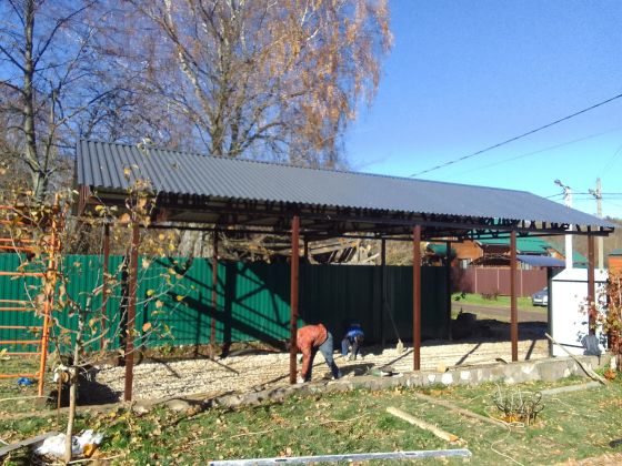 Заливка плиты под навес 