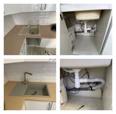 Замена мойки из искусственного камня на столешнице из искусственного камня . 