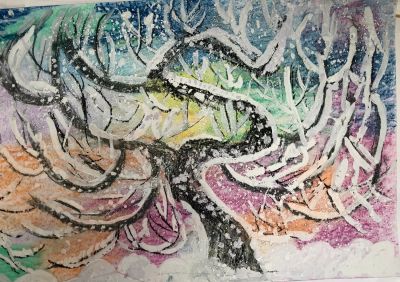 Смешанная техника гуашь+сухая пастель (6 лет)