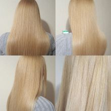 Окрашивание волос, блондирование Matrix с олаплекс и ламинирование волос себастьян. Полировка волос