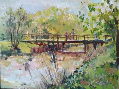 утро в парке. масло. пейзаж. 30*40