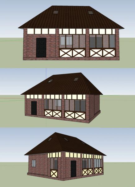 Дизайн фасада летнего домика по ТЗ заказчика. Расчёт фасадных материалов.