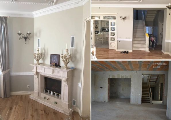 Фотографии реализованного интерьера дома в пригороде СПб (до и после ремонта)