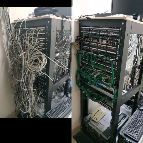 Серверная стойка до и после проделанных работ