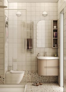 Дизайн-проект квартиры для девушки студентки, 28 кв.м
Ванная комната