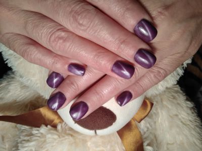 Наращивание+гель-лак+ дизайн кошачий глаз