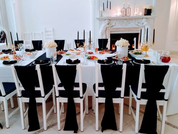 Оформление свадебного ужина black&white