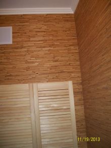 Покраска потолка, оклейка стен бамбуковыми обоями. Монтаж и покраска потолочного плинтуса (галтели)
