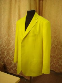 Мужской летний пиджак из льна. Casual стиль. Частично на вискозной подкладке лимонного цвета