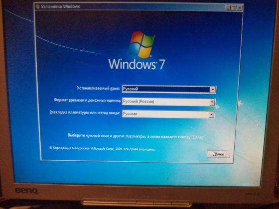 Установка системы Windows 7