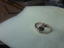 Золотое кольцо с сапфиром ручной работы