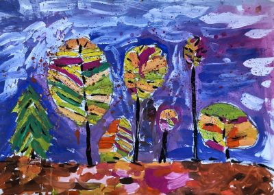 Работа ученицы гуашью (4 года)