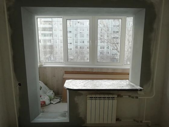 Оштукатуривание откоса балконого проёма(балконого блока нет) 