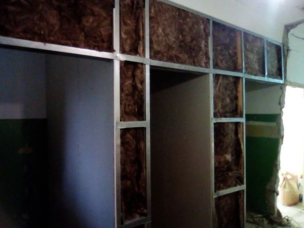 Возведение перегородок,3 помещения по 4 кв.м плюс утепление