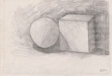 Натюрморт с гипсовыми фигурами, бумага А4, карандаш