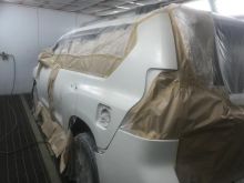 Восстановление деталей двери бампер крыло от повреждений. покраска выставление зазоров Прадо 150