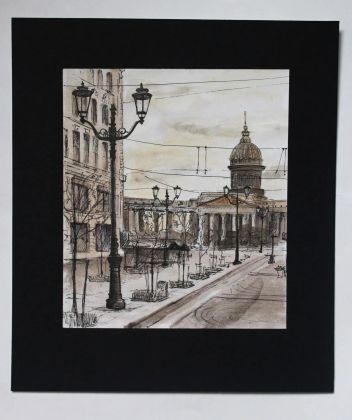 Картина Санкт-Петербург, материал бумага, акварель, линер, формат А4