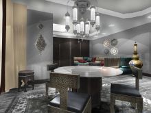 3D-визуализация гостиной. Стилизация современного интерьера в стиле Марокко