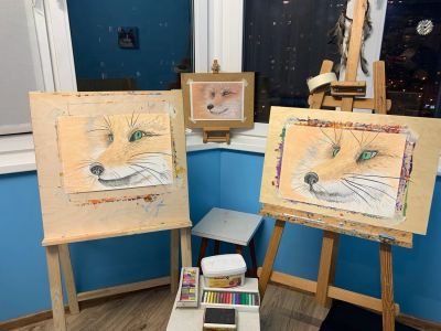 Живопись пастелью,формат А3,ученицы 7 лет