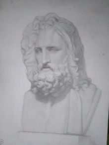 Рисунок гипсовой головы Зевса, 1 курс
