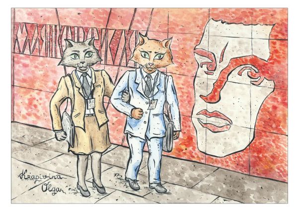 Серия иллюстраций "Петербургские коты", для суверной продукции, открыток