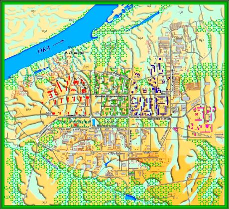 Геоэкологическая обзорная карта пластики рельефа города Пущино